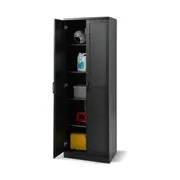 Giantex Large Floor Storage Cabinet w/3 Fixed Shelves & 2 Adjustable Shelves Black