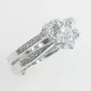 1 2/3 CT Round Diamond Engagement Ring Set D/VS2-SI1 14K White Gold Wedding Band
