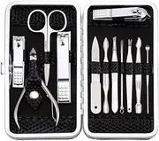 Keiby Citom Manicure Set Professional Nail Clippers Kit Pedicure Kit - 12 Pieces Stainless Steel Nail Care Tools Travel Grooming Kit (Black)