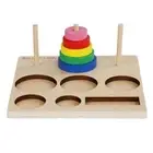 Hanoi Tower Puzzle Wooden Ring Stacker Colorful for Kids Safety Educational Toys