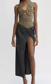 bec bridge Midi Crawford Twist Skirt Size-8 BNWT RRP:$300
