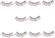 Healeved 5 Pairs Fake Eyelashes Natural False Lashes Lash Extension Lashes with Color Cosmetic Lashes Women Lashes Natural False Eyelashes Natural Strip Lashes Lash Clusters Fiber Wool Pink