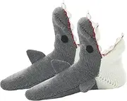 [Nituyy] Unisex Knit Funny Animal Crocodile Socks Novelty Shark Crocodile Floor Socks Wool Winter Warm Thick Casual Sock