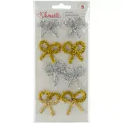 Shimelle Christmas Magic Tinsel Bows Gold Silver(8 Piece)