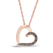 Enhanced Black Natural Diamond Accent Tilted Loop Heart Outline Pendant in 10K Rose Gold