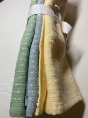 THYME & SAGE KITCHEN TOWELS (3) BLUE YELLOW GREEN DOTS 100% COTTON 16 X 26 NIP
