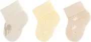 [Sterntaler] Baby Socks Pack of 3 with Camel Plants and Plain with Ribbed Pattern - Baby Socks with Envelope and Inner Terry Cloth - Unisex Stockings with High Cotton Content