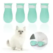 Cat Boots for Cat Only, Anti-Scratch Adjustable prickly Anti-off shoes for Cat Silicone for Cats of All Sizes for Bathing and Shaving (Green)