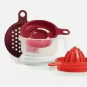 Tupperware All in One Mate Juicer Zester Grater Egg Separator Red NWT BPA Free
