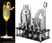 20Pcs Cocktail Maker Shaker Set 750ml Martini Strainer Bartender Kit Party Event