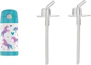 Thermos FUNtainer Insulated Drink Bottle, Unicorn, F4019UN6AUS and Thermos FUNtainer Mouthpiece and Straw Set, Clear, F401RP