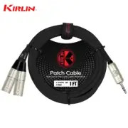 Kirlin 1FT 3.5mm TRS To Dual XLR Male Noise-Free Y-Cable Y-370 PRL-01/BK