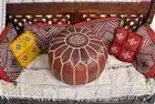 Moroccan 24''Handcrafted Elegant Genuine Boho Leather Pouffe Unstuffed
