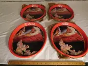4 ~1993 Coke Coca-Cola Oval Metal Santa Trays Bring Back that Old-Time Feeling!