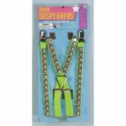 80's Studded Suspenders, Neon Green- Forum Novelties, One-Size Costume Accessory