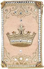 [MARY FRANCES] Crowned Jewel Beaded Crossbody Cell Phone Bag Clutch Novelty Purse with Removable Chain Strap, Multicolor, Multicolor