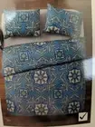 Bedford Queen 3 Piece Quilt Patchwork Blue/White/Yellow Bedspread Bedding Set