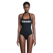 [GUCCI] Sparkling Jersey Gucci Web Swimsuit Black