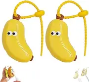 Banana Toothbrush Cover- With Toothpaste Dispenser,Portable Fun Fruit Toothbrushprotector Cap Brush Pod Case,For Home Travel Outdoor Camping (2 Pcs,Yellow)
