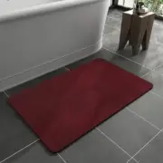 -Bath Mat Rug-Rubber Backing Non Slip Quick Dry Absorbent 16" x 24" Burgundy