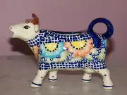 Polish Pottery Cow Creamer! UNIKAT Signature Gypsy Rose Pattern!