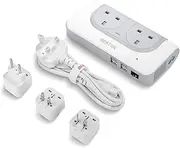 BESTEK UK to USA Travel Power Adaptor, 200W Step Up Transformer 110v to 240v Voltage Converter with 4 USB Ports, Grey