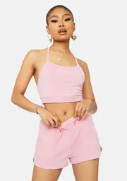 Blush Beach Vibes Terry Halter Short Set