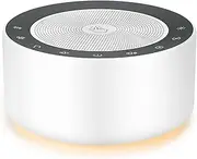 White Noise Machine with 30 High Fidelity Soundtracks, 7 Colors Night Lights, Full Touch Metal Grille and Buttons, Timer and Memory Features, Plug in, Sound Machine for Baby, Adults (White)