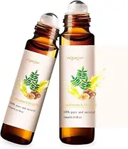 2 Pack Frankincense & Myrrh Essential Oil Blend Oils Roll On - 100% Natural Fragrance Oil, Vitamin C - Lemon - Patchouli & Rosemary - Natural Perfume, Mood Booster - Relaxation on The go 10ML