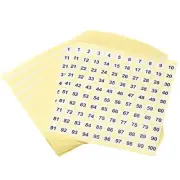 Round Number Stickers, 15mm Dia Number 1-100 Coated Paper Label 50 Sheets White