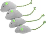 POPETPOP 4pcs Plush Mouse Cat Realistic Teasing Chew for Indoor Cats Interactive Entertaining Teething with Wobbling Mechanism Safe Plush Design for Engaging Play