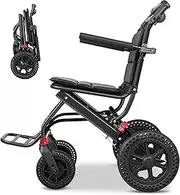 Wheelchair Foldable Lightweight Travel Wheelchair Ultralight with Brake Transport or Home and on The Road Elderly A