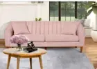 VILLIERS 3-SEATER FABRIC SOFA COUCH SETTEE LIGHT BLUSH