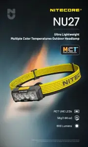Nitecore NU27 600 LMs 123m Tri-Color MCT LED Rechargeable Headlamp Head Torches
