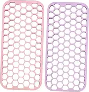 LOORGVEL 2Pcs Heat Resistant Silicone Mat Pad for Hair Tools Non Slip Curling Iron Holder Durable Straightener Protector for Home Salon Use