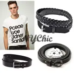 NYCHIC 全新正品 瑞典 CHEAP MONDAY JUN BELT 皮帶 純黑 真皮革 牛皮細窄編織 SKINNY