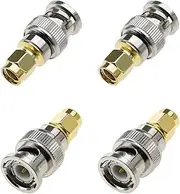 SING F LTD 4pcs BNC Male to SMA Male Straight Plug Converter Adapters RF Coaxial Connectors for Antenna Cable Ham Radio Transceivers