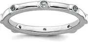 [JewelryWeb] 925 Sterling Silver Bezel Polished Stackable Aquamarine Ring-Stackable-Ring for Women