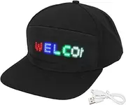 [Trisar] LED Hat, Programmable Bluetooth APP Control Editable Colorful LED Cap for Outdoor Concert Carnival Hip Hop Street Dance Party, Editable Cool Hat (Black)