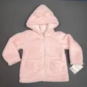 Carters Jacket 24 Month Baby Girl Toddler Sherpa Pink Full Hooded Ears Soft Cozy