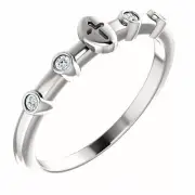 Diamond Stackable Cross Ring In Platinum