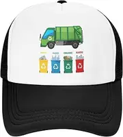 [Yipaidel] Boys' Garbage Day Trucks Waste Management Mesh Trucker Hat, Adjustable Snapback Baseball Cap for Gifts