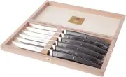 Claude Dozorme CD.001.98 - Boxed Set Of 6 Le Thiers Steak Knives (Dark Grey Hand