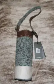 Myra Bag #1400 "Olive" Wine Bag~Leather, Canvas, Hairon~5.5"x3.5"x10"~Strap~