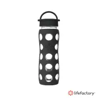 在飛比找Yahoo奇摩購物中心優惠-lifefactory 玻璃水瓶平口650ml-黑色(CLA