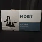 NEW Moen Caldwell WS84667BL 4" Black Centerset Bathroom Faucet w Lift Rod Drain