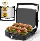 Panini Press Electric Griddle Sandwich Maker Non-Stick 4 Slice Toaster Plug AU
