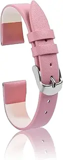 [YTKavq] Leather Watch Strap， Watch Band Silver Buckle Elegant Leather Watch Strap for Men and Women