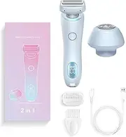 Silk Babe Electric Razor, Silkbabe on the Go Lady Shaver Wet & Dry Electric Shaver with Removable Head, 2 in 1 Dual Head Shaver for Women for Leg, Arm, Underarm (Blue)
