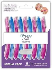 Schick - Hydro Silk | Touch Up | 9 Razors | Value Pack | Multipurpose Exfoliating Dermaplaning Tool |Eyebrow Razor | Facial Razor | Dermaplane | Remove Peach Fuzz | 9 pack
